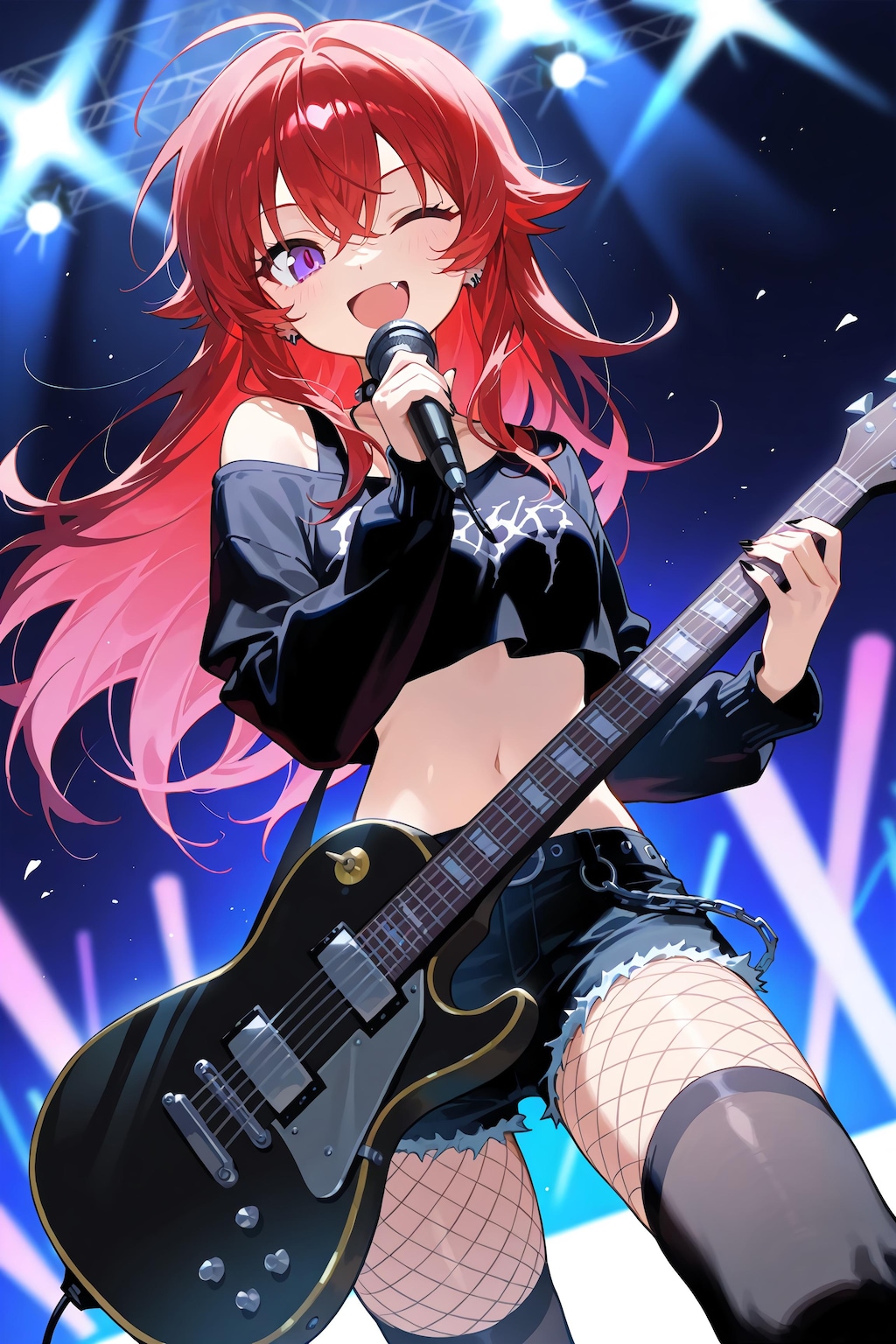 へそ出しギタリスト