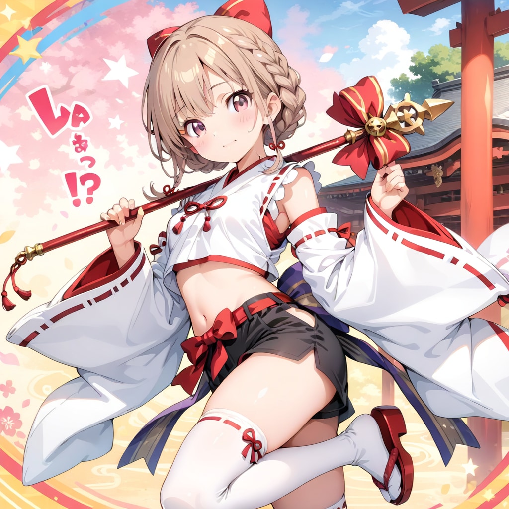 ショートパンツ巫女