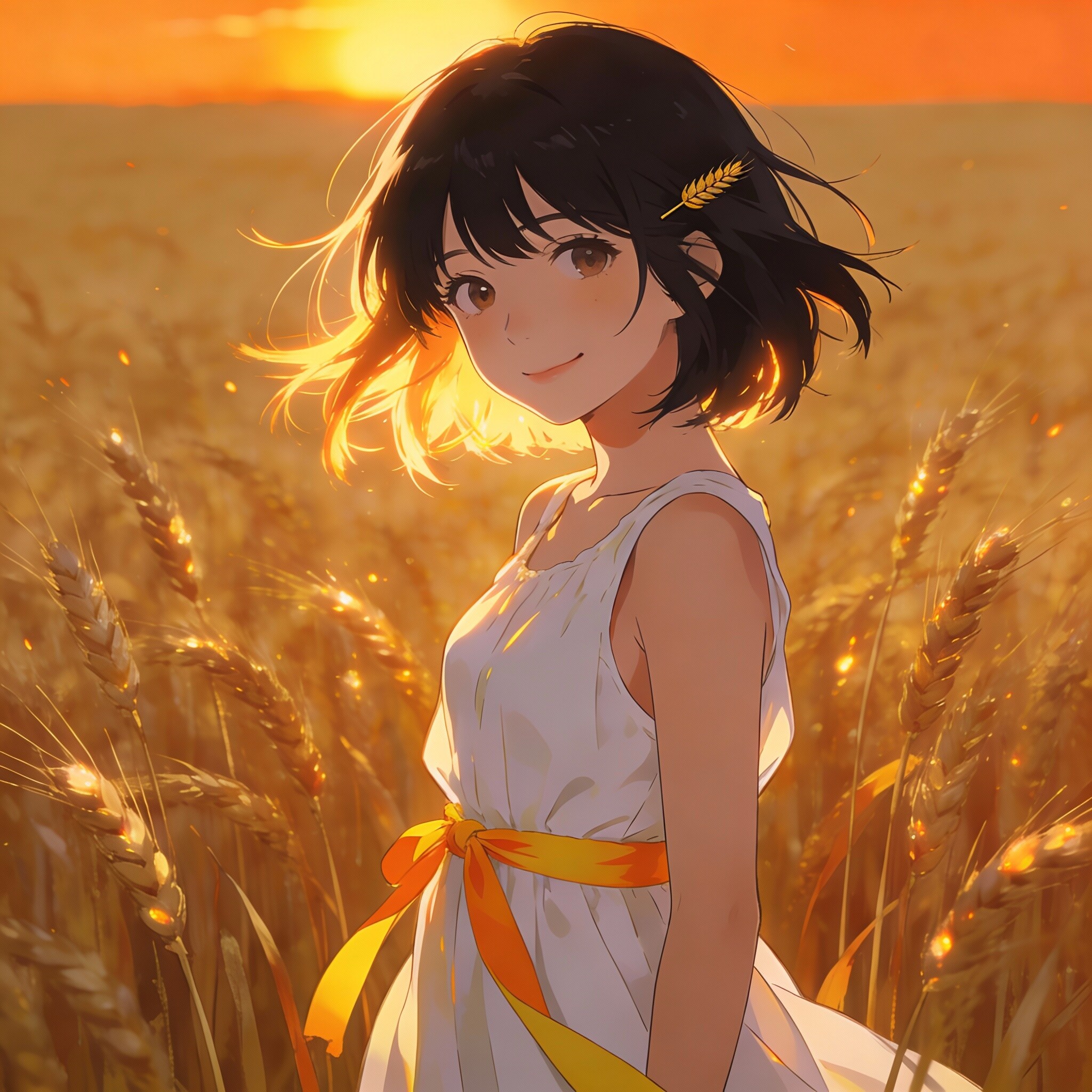 麦畑の少女 | の人気AIイラスト・グラビア