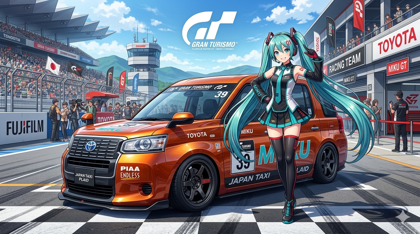 初音ミクとジャパンタクシーレーシングカー
