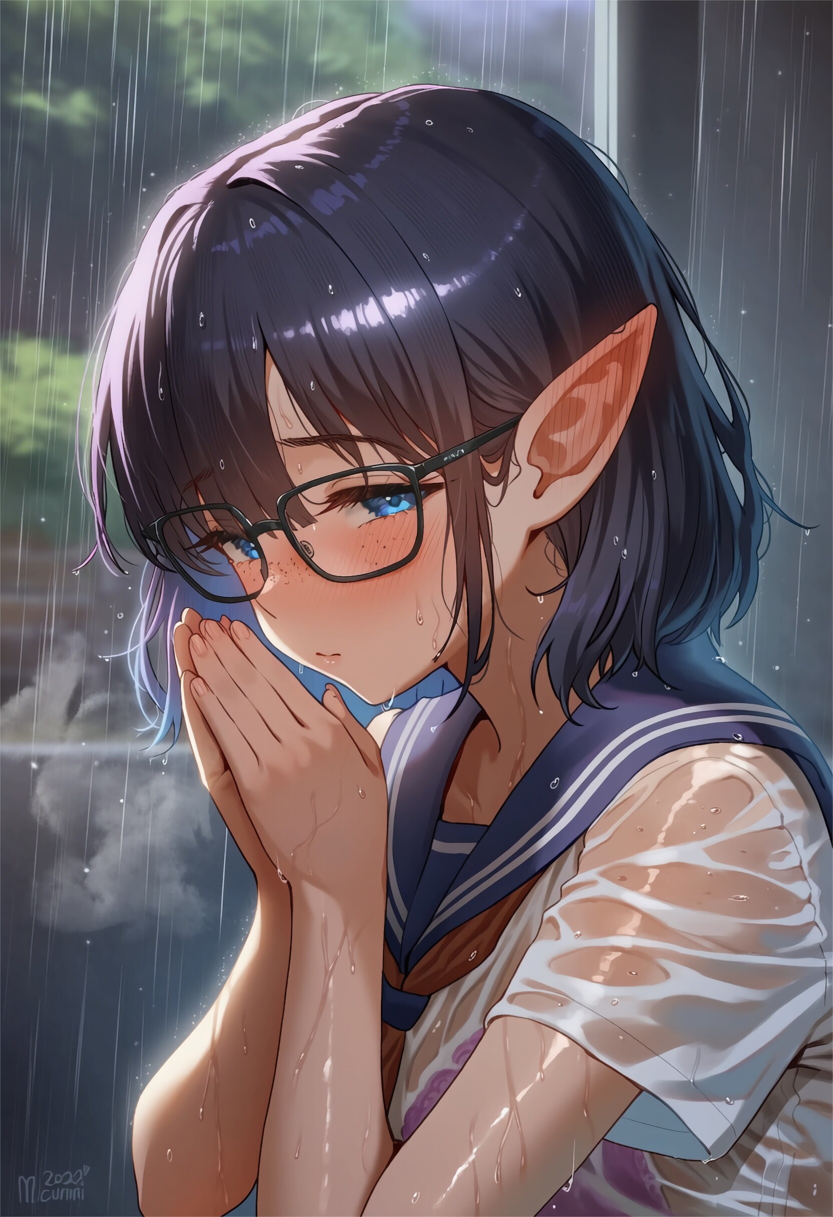 同人イベントの帰りに突然の雨【同志エルフ】