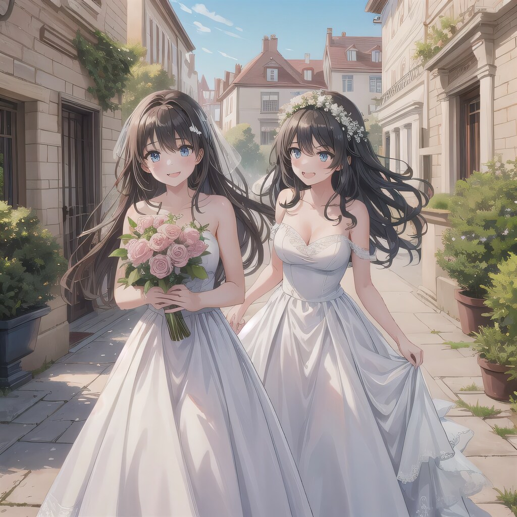 黒髪ロングでウェディングドレスの少女２７