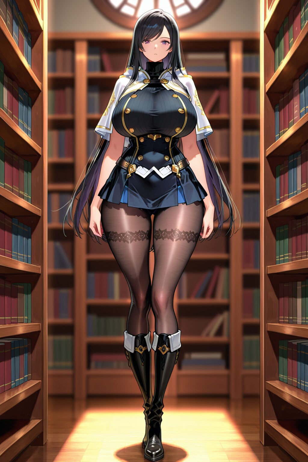 黒髪ロングのストリートガール　図書館編 | の人気AIイラスト・グラビア