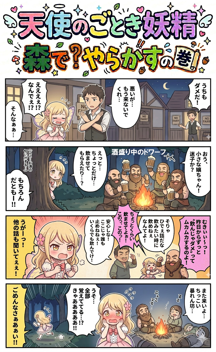 天使のごとき妖精、森でやらかすの巻！（四コマ漫画【たた８】３５の２）