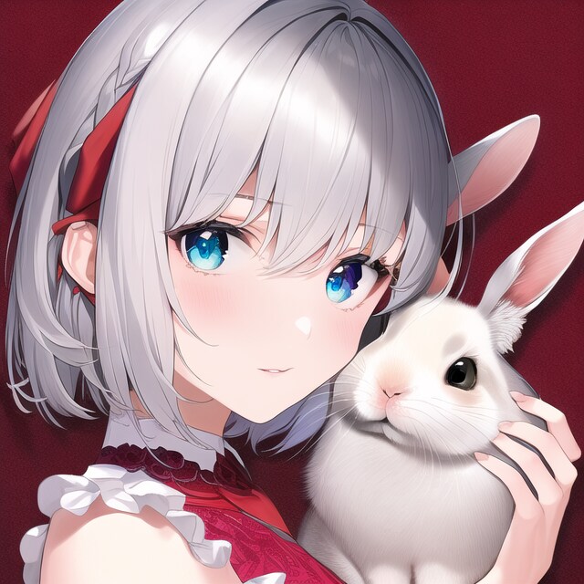 赤とうさぎと銀髪少女