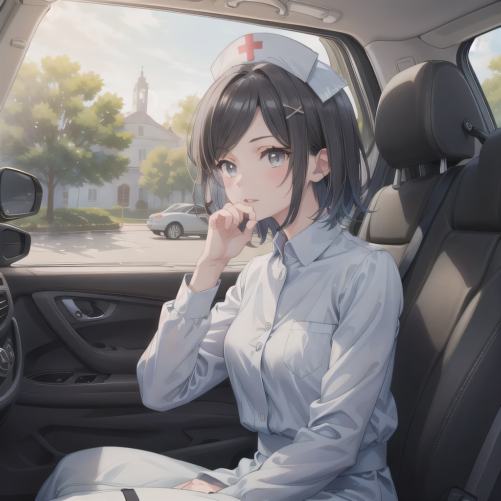 黒髪ボブで車内の少女７