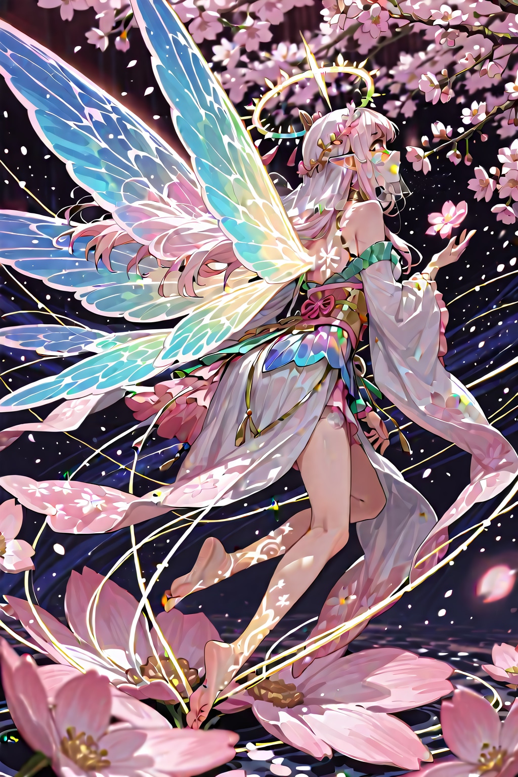 桜の香りを嗅ぐ桜より生まれし蝶の精霊