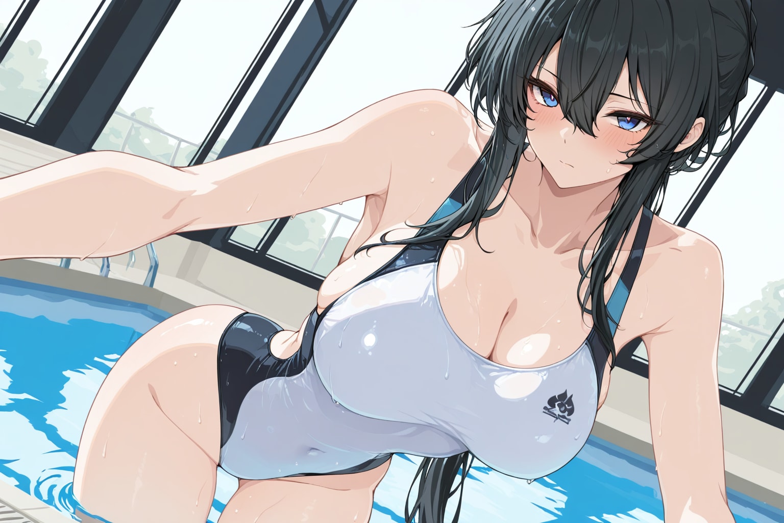 オリジナルキャラの競泳水着美少女