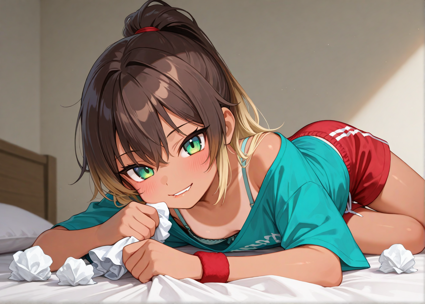 種付けティッシュを見つけてからかうメスガキ