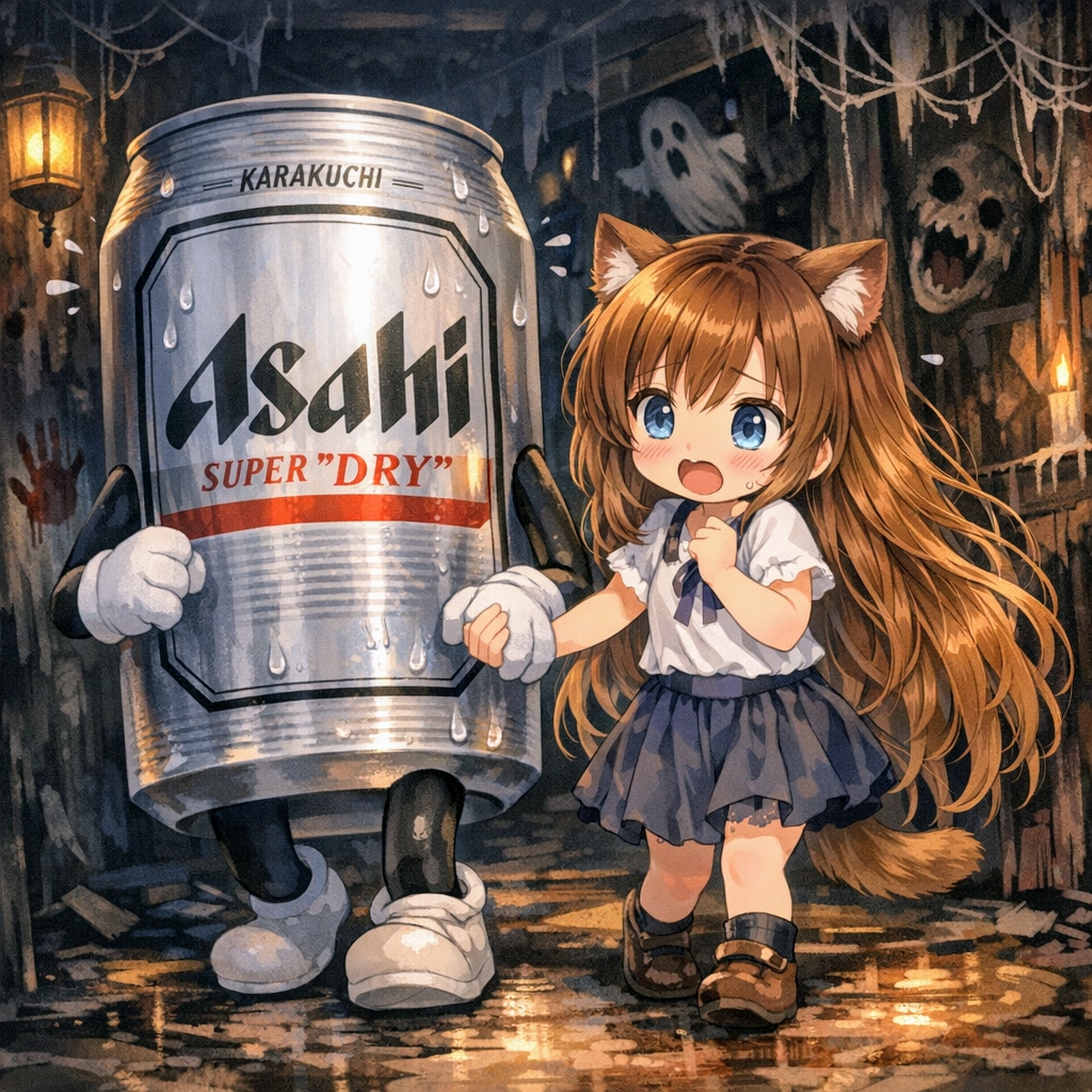 お化け屋敷に入った小さな女の子