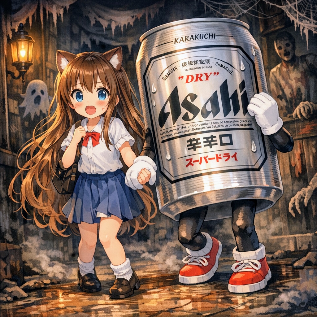 お化け屋敷に入った小さな女の子