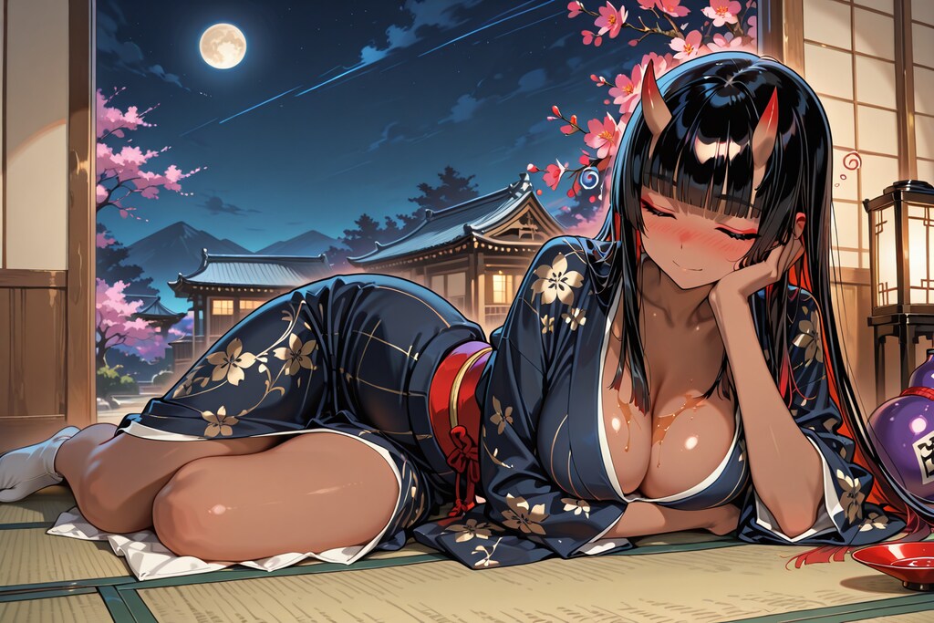 眠っちゃった褐色鬼娘