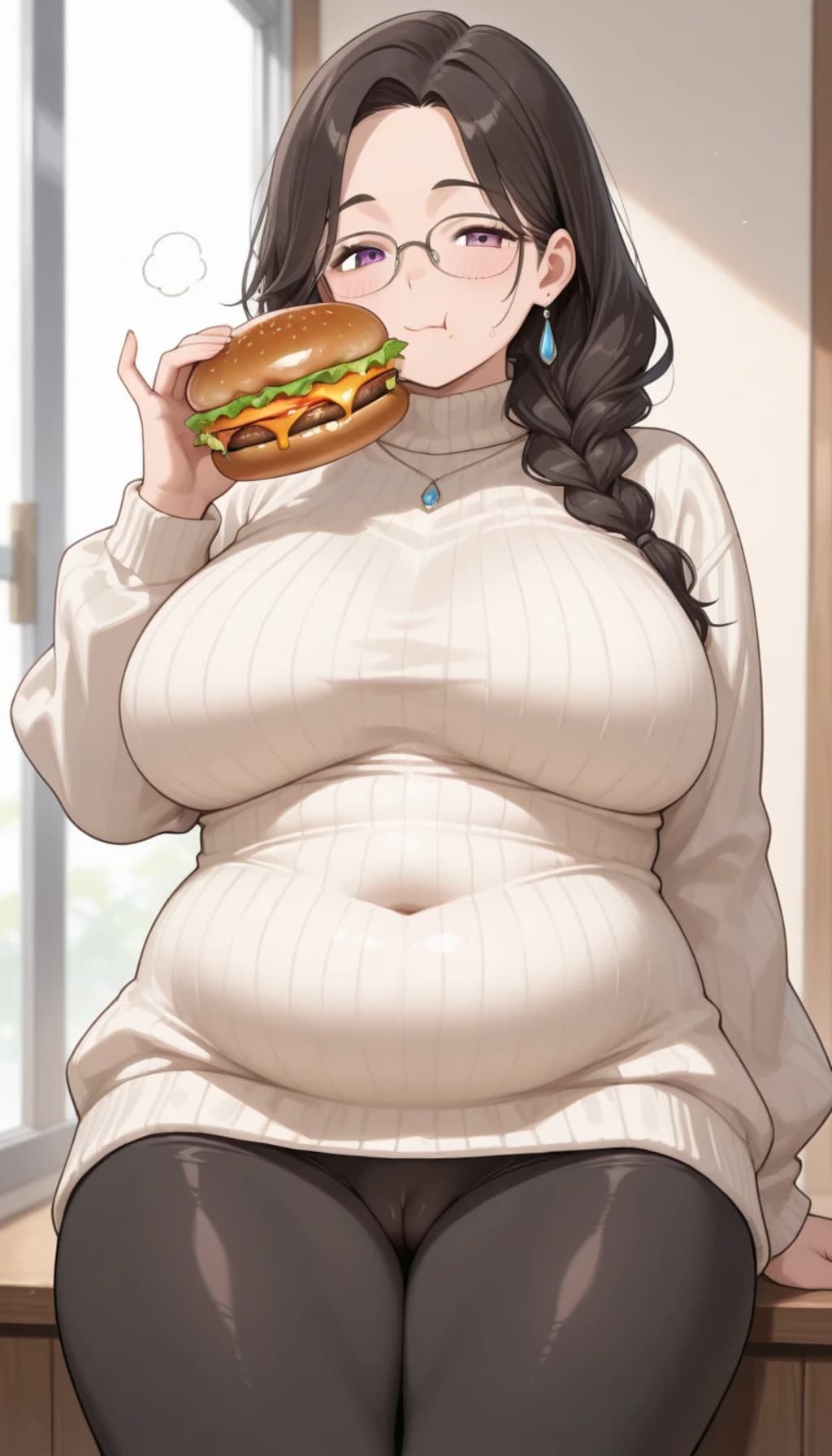 ハンバーガーばっかり食べてると太るよ(🍔•᎑•🍔)