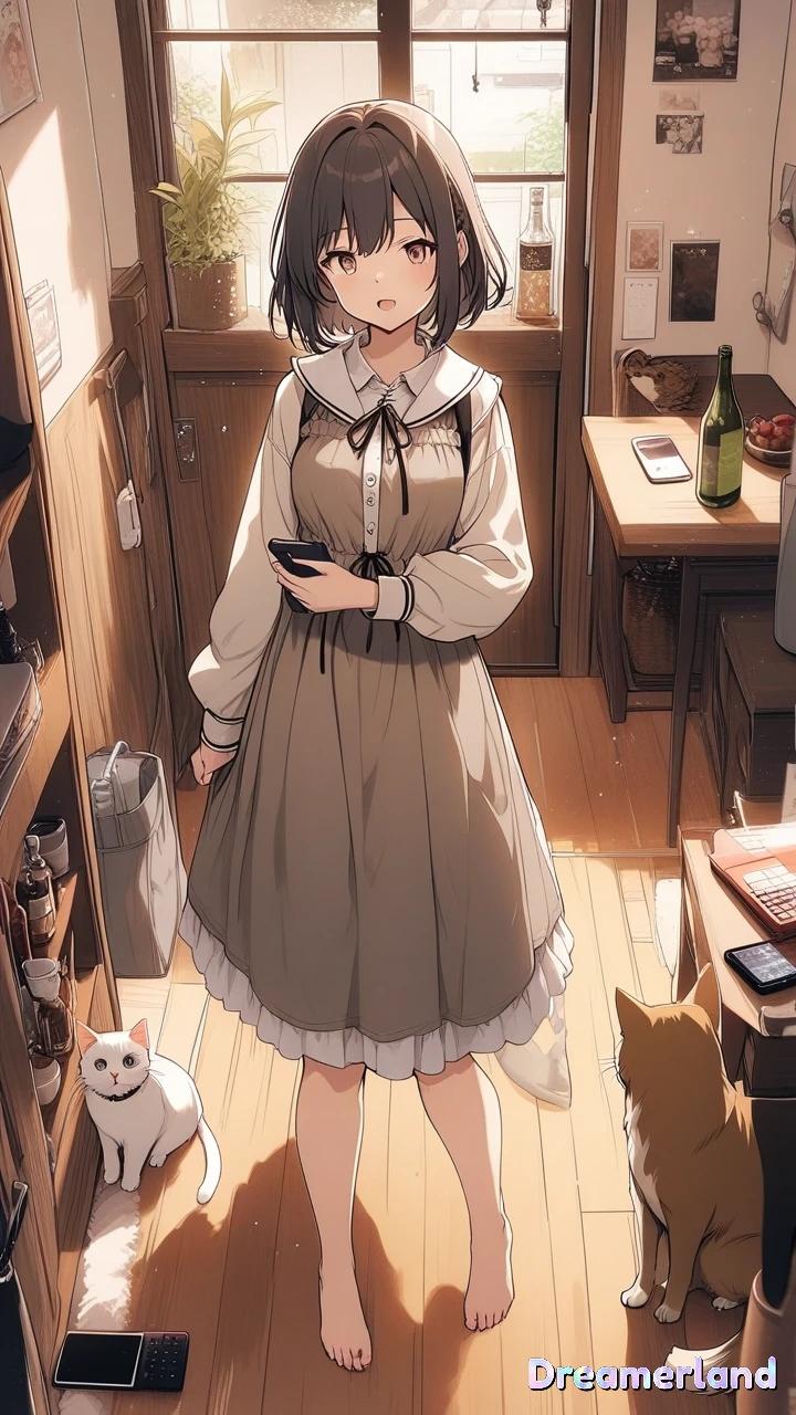 0609-18猫とスマホとワンピース