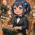 タイプライターをオーケストラで演奏するこなつちゃん 4枚目