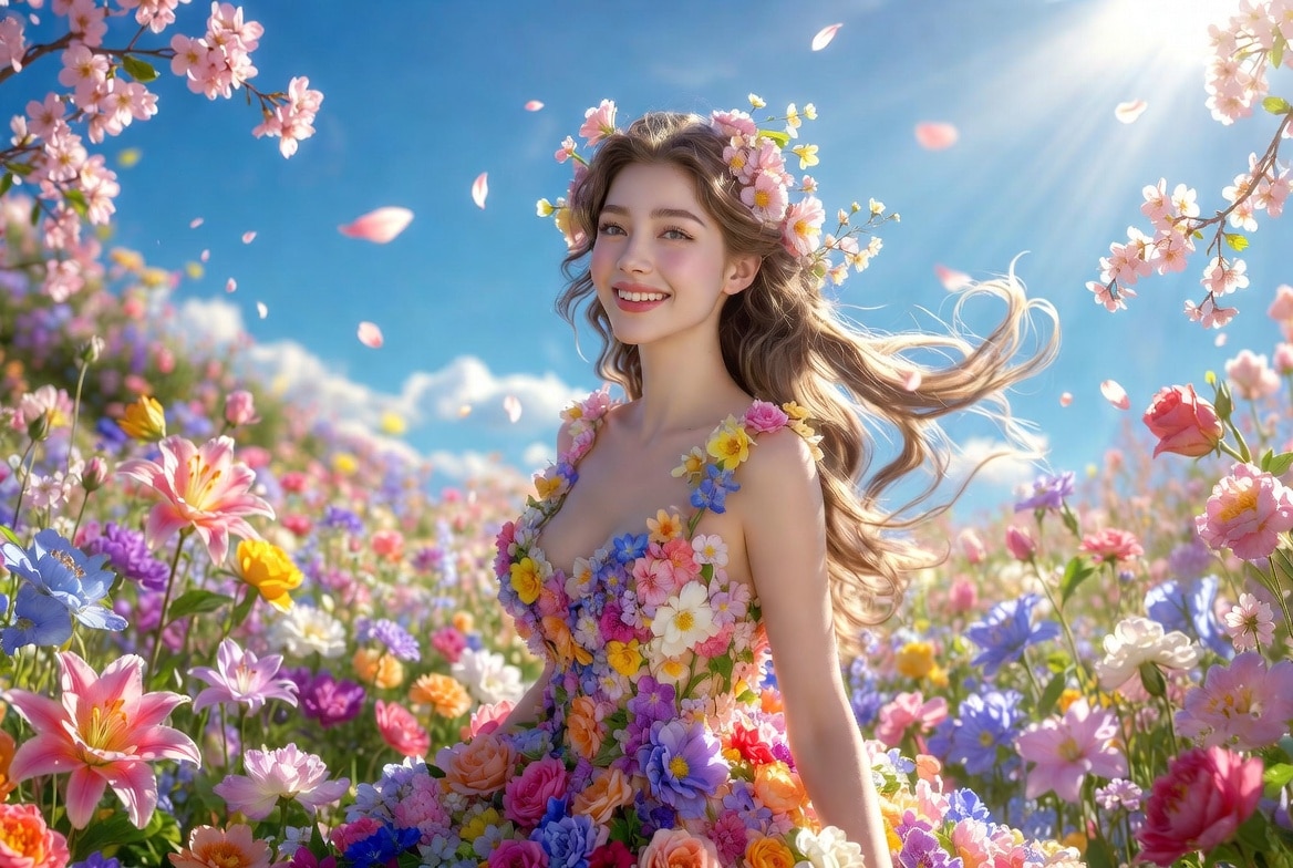花に埋もれる