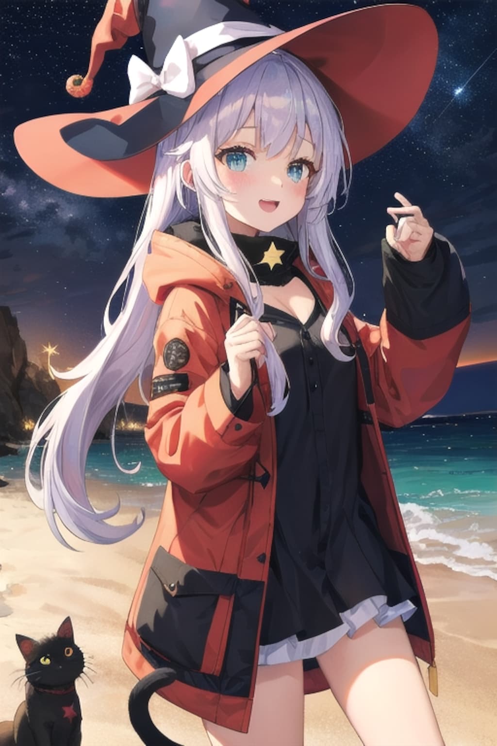 砂浜の魔女と星空