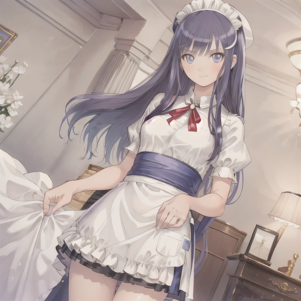 黒髪ロングでメイド服の少女５