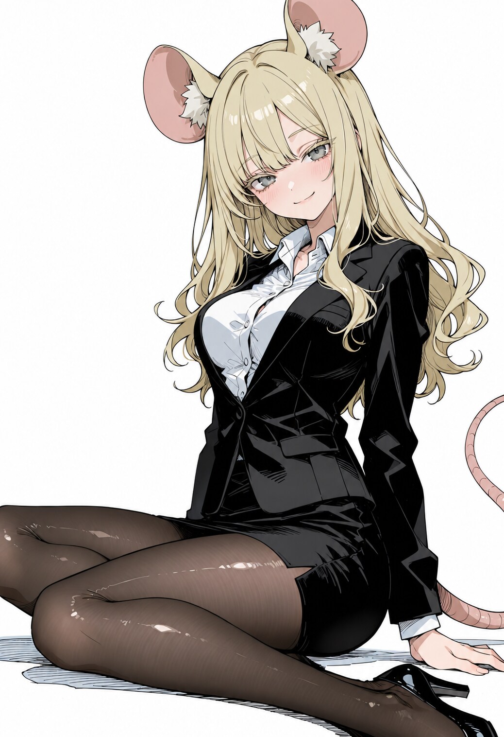 ネズ耳スーツ女子
