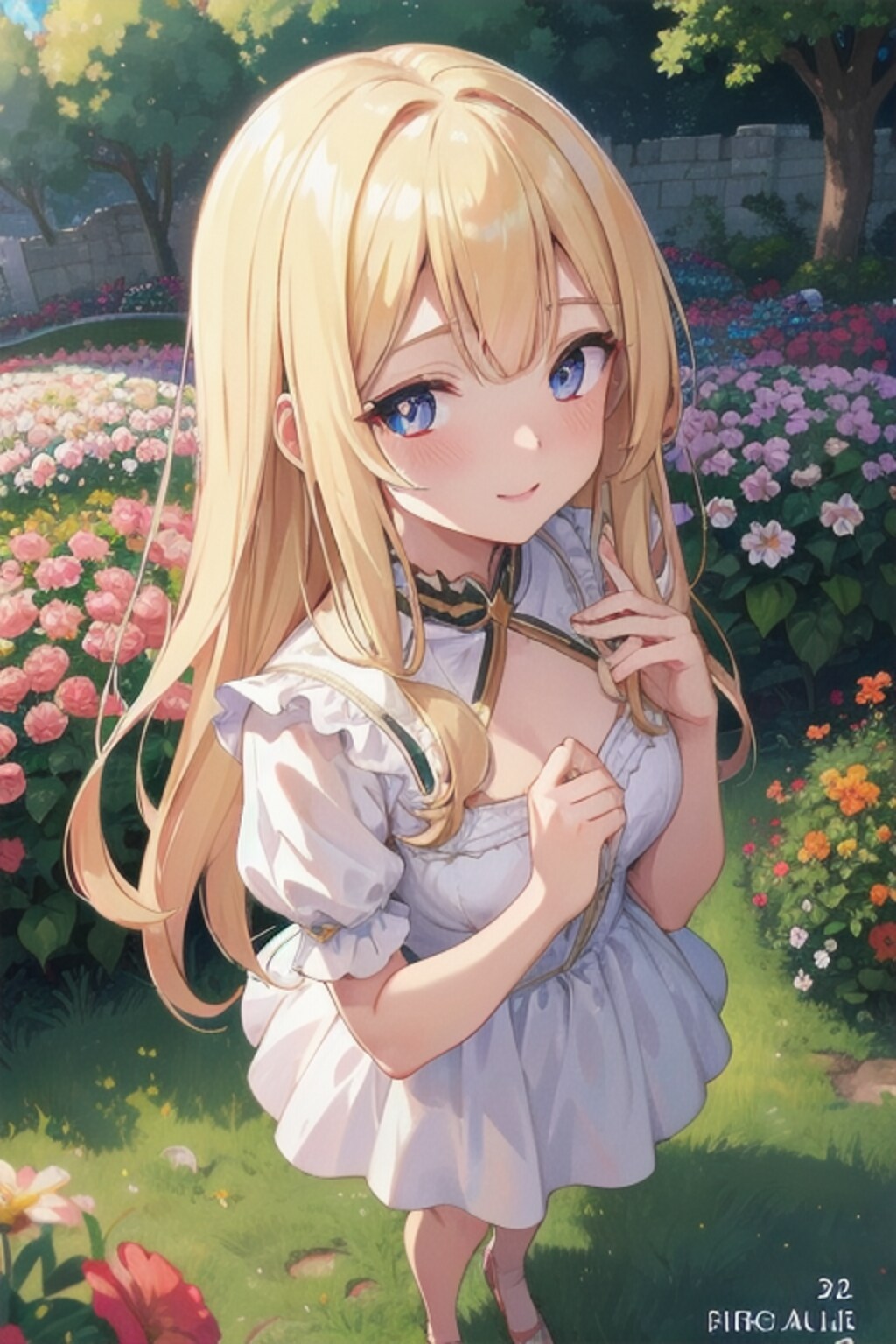 庭園に佇む金色の髪の少女