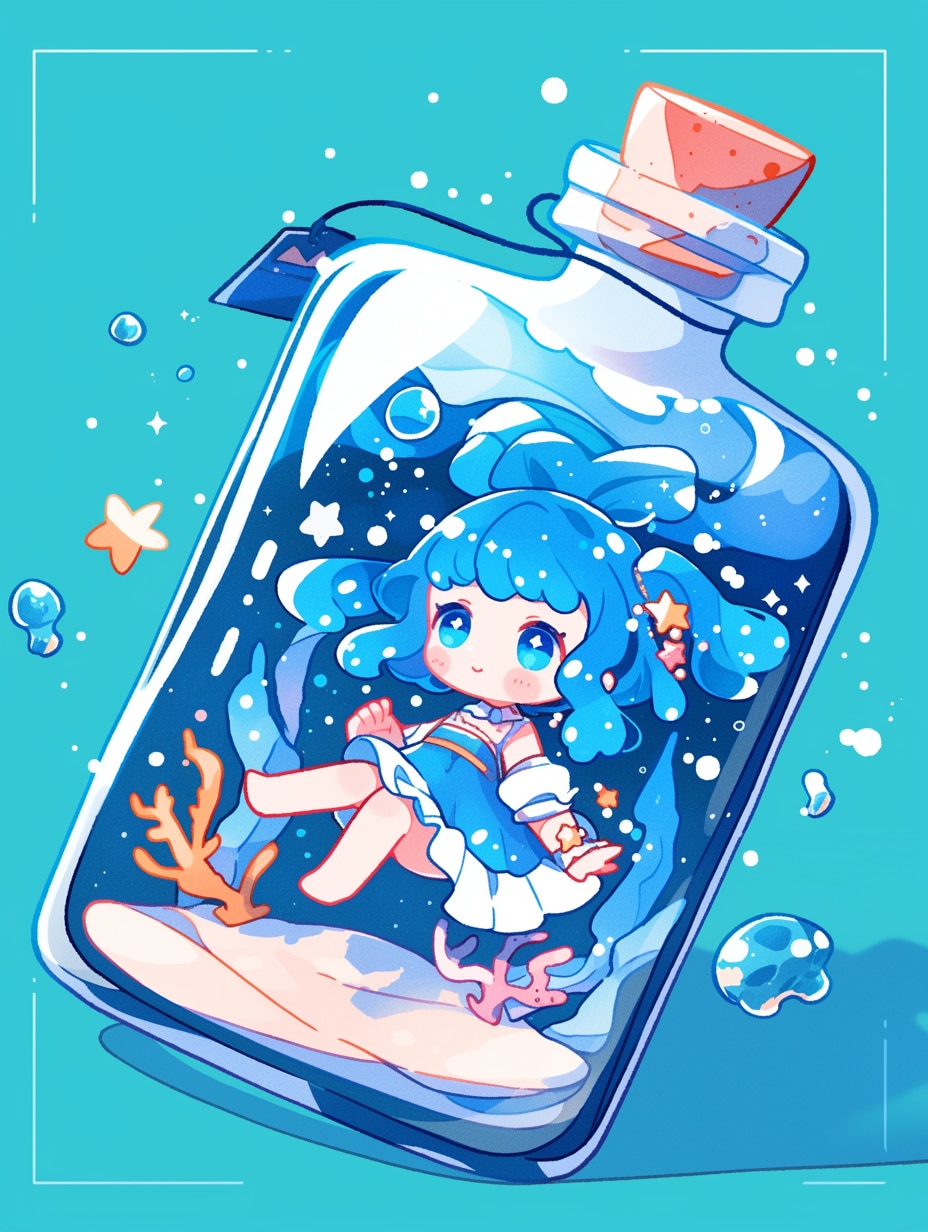 「瓶詰の少女」蒼102 | の人気AIイラスト・グラビア
