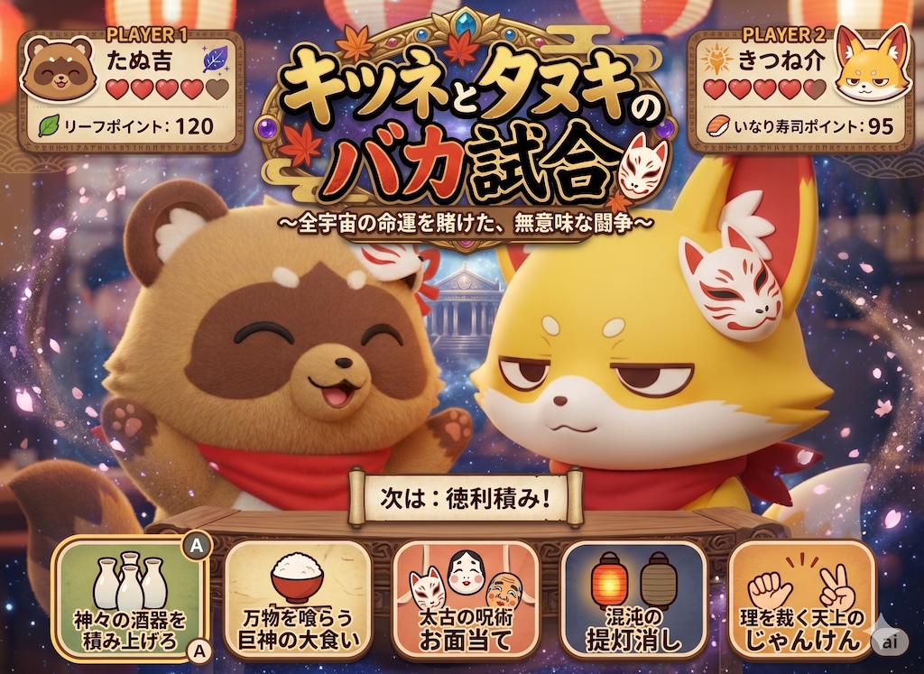 キツネとタヌキのバカ試合