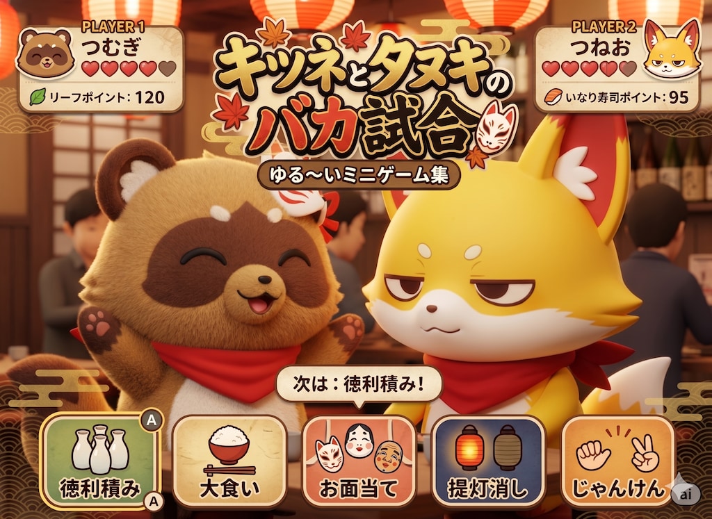 キツネとタヌキのバカ試合