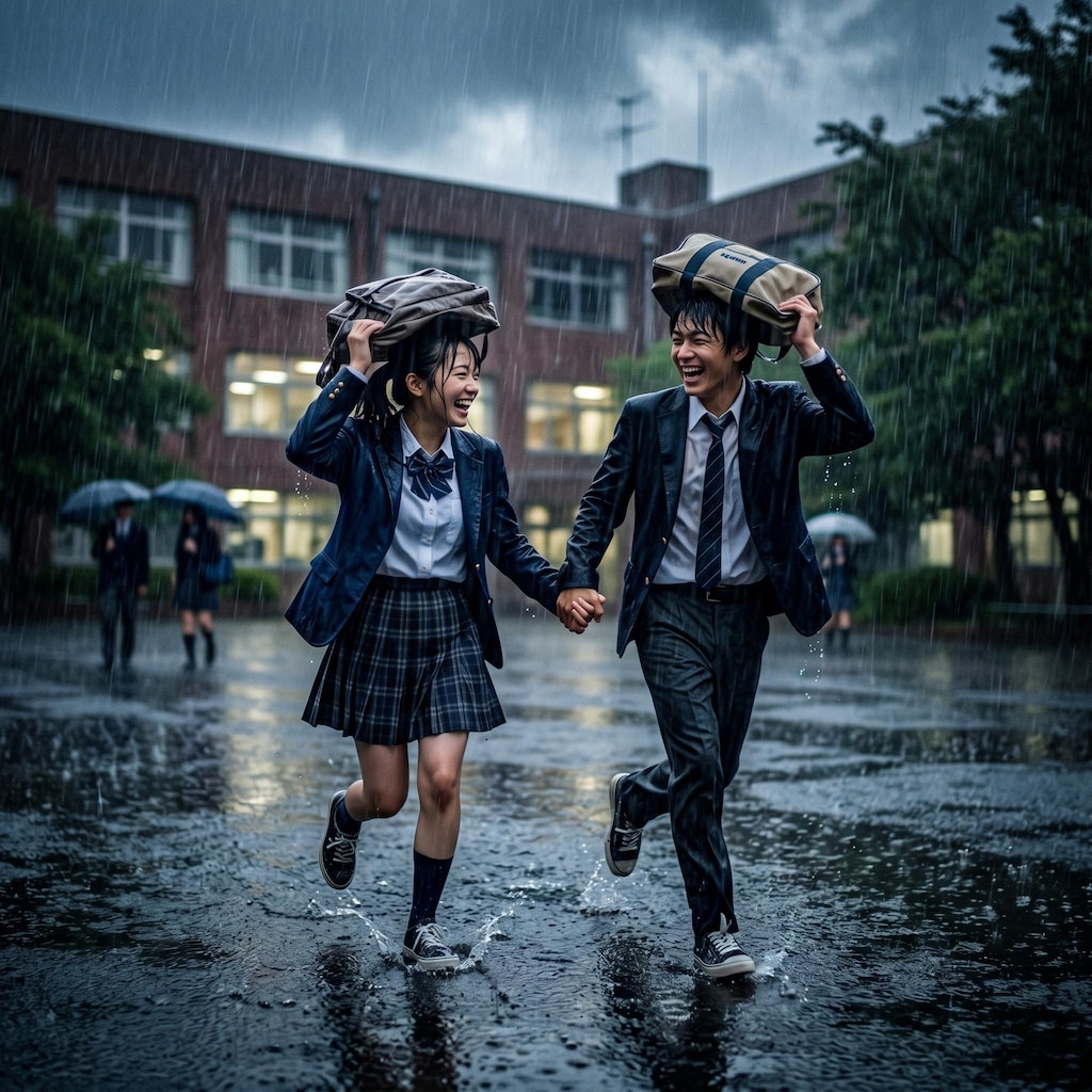 雨の中の青春