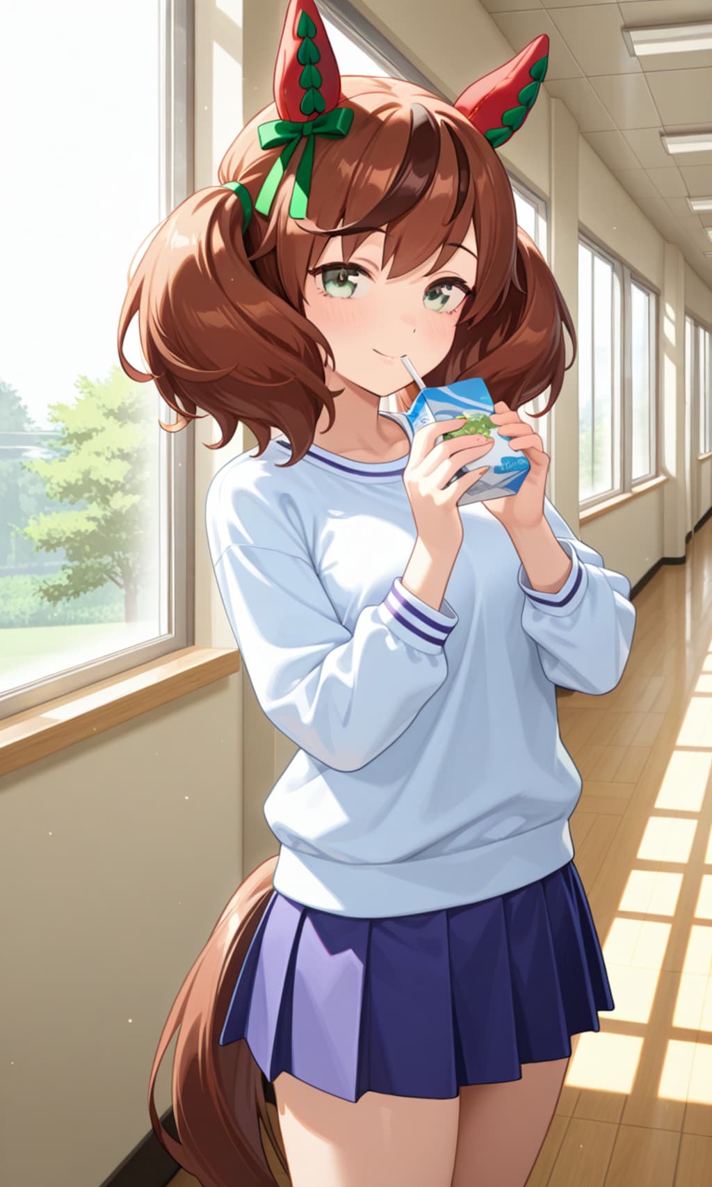 校舎をぶらつくネイチャさん