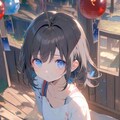 月明かりの中、古びた縁側に佇む少女 7枚目