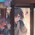 月明かりの中、古びた縁側に佇む少女 10枚目