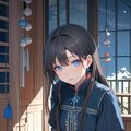 月明かりの中、古びた縁側に佇む少女 9枚目