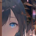 月明かりの中、古びた縁側に佇む少女 4枚目