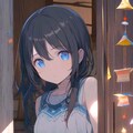 月明かりの中、古びた縁側に佇む少女 5枚目