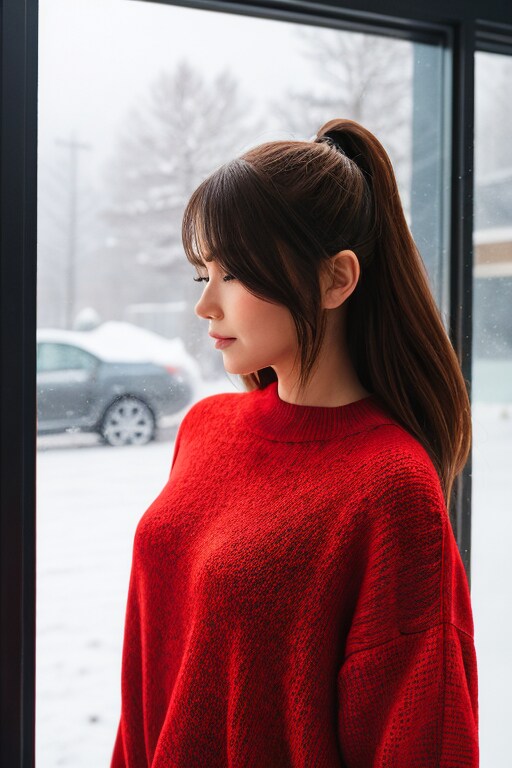 赤色セーター　１ | の人気AIイラスト・グラビア