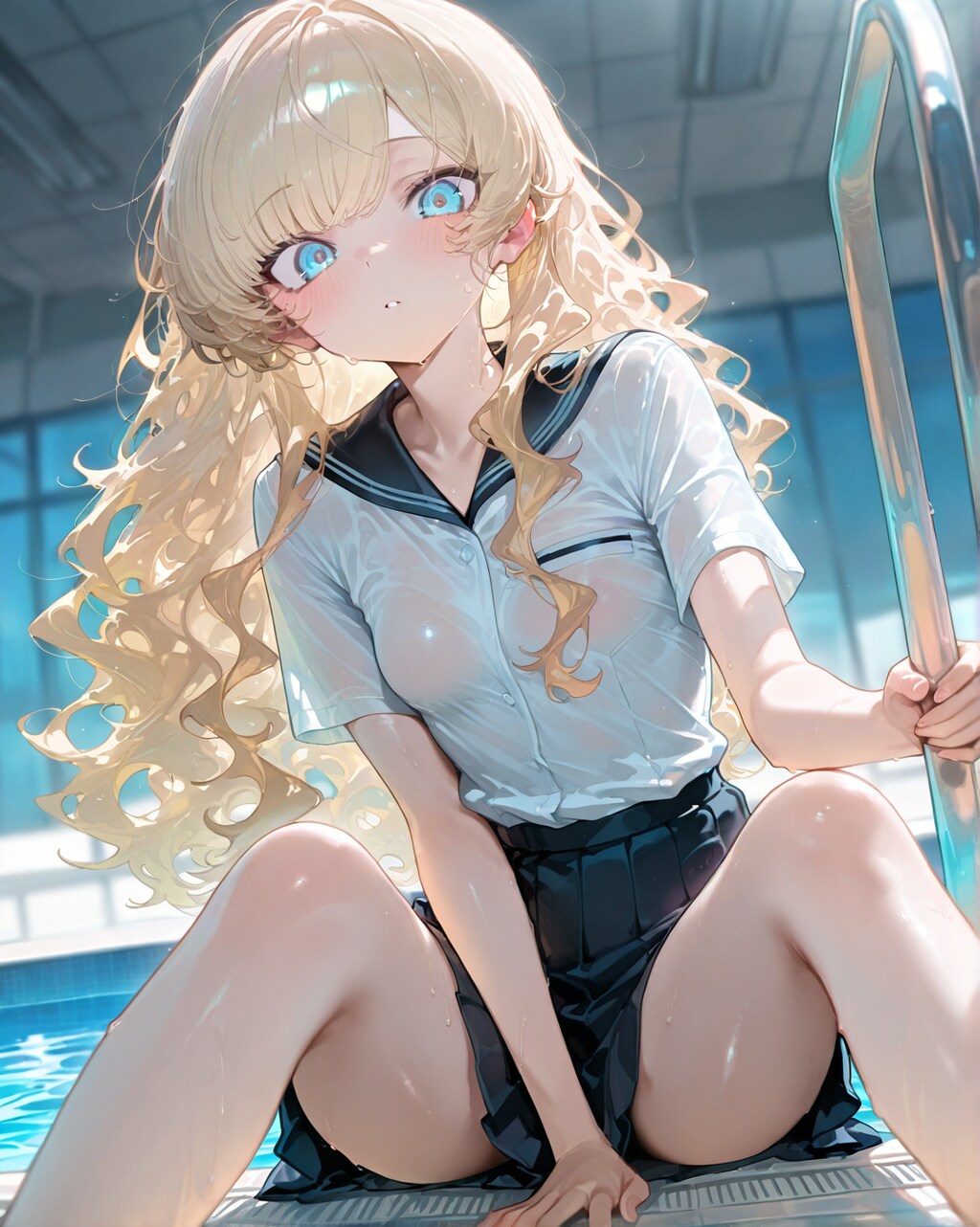 プールサイドで一枚