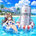 浮き輪で海に揺られる小さな女の子 2枚目