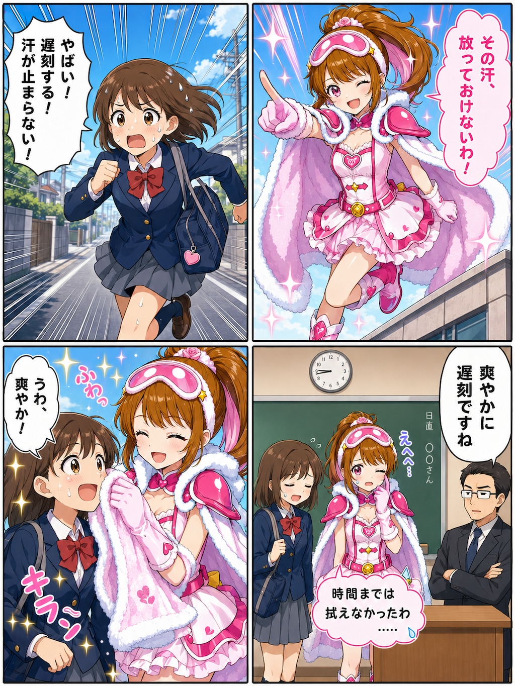 タオルヒロインちゃん４コマｘ４