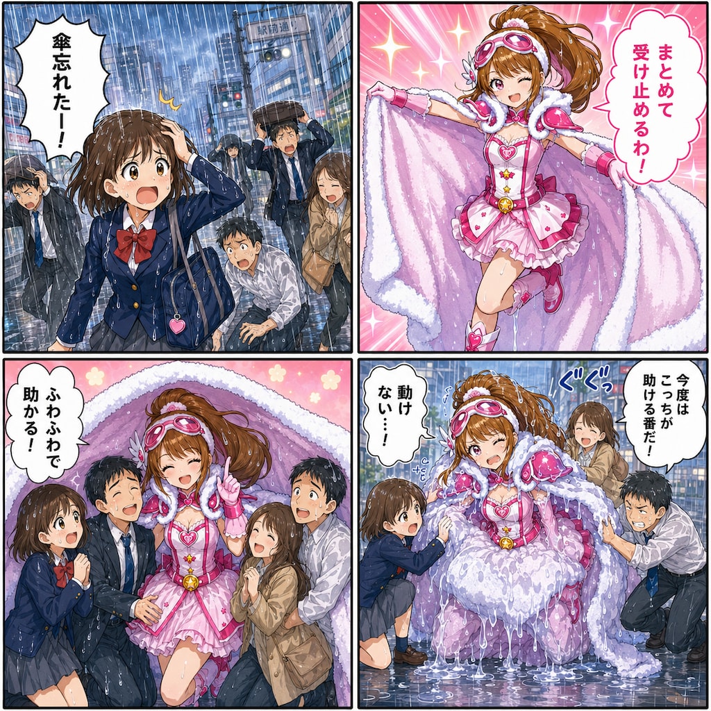 タオルヒロインちゃん４コマｘ４