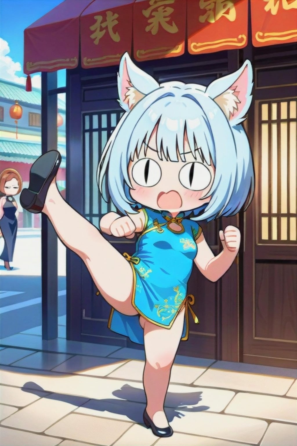 チャイナドレスの青髪ちゃん