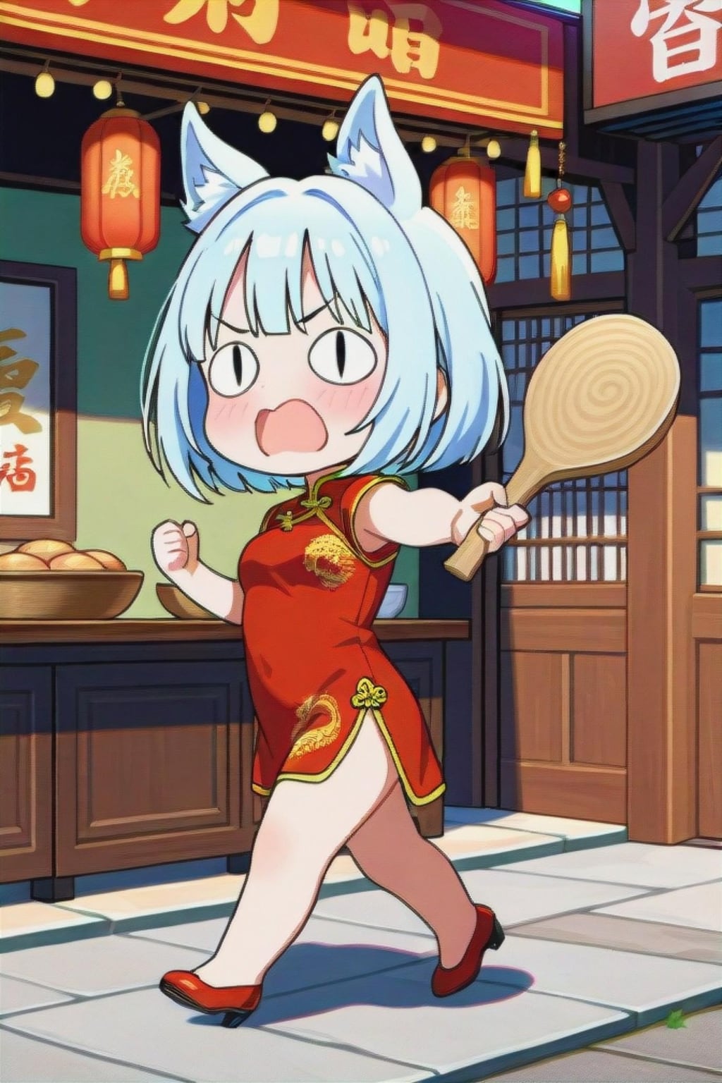 チャイナドレスの青髪ちゃん