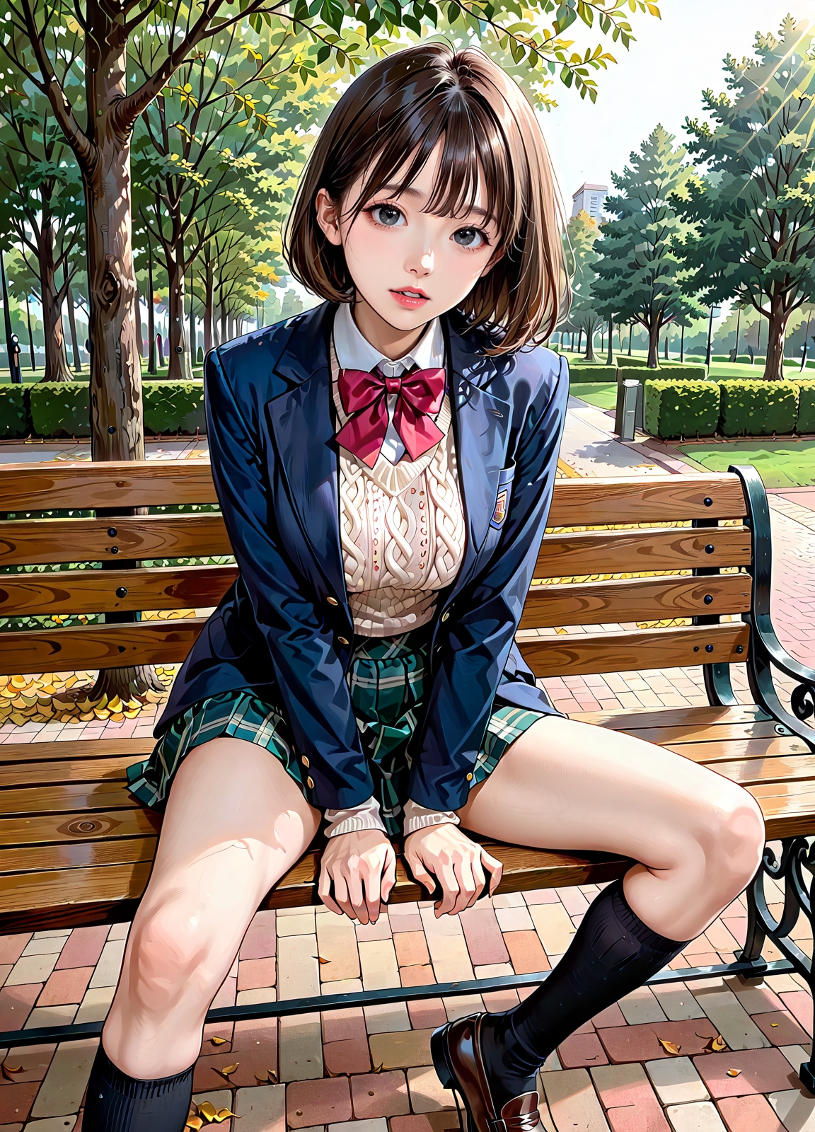 ベンチJK | の人気AIイラスト・グラビア