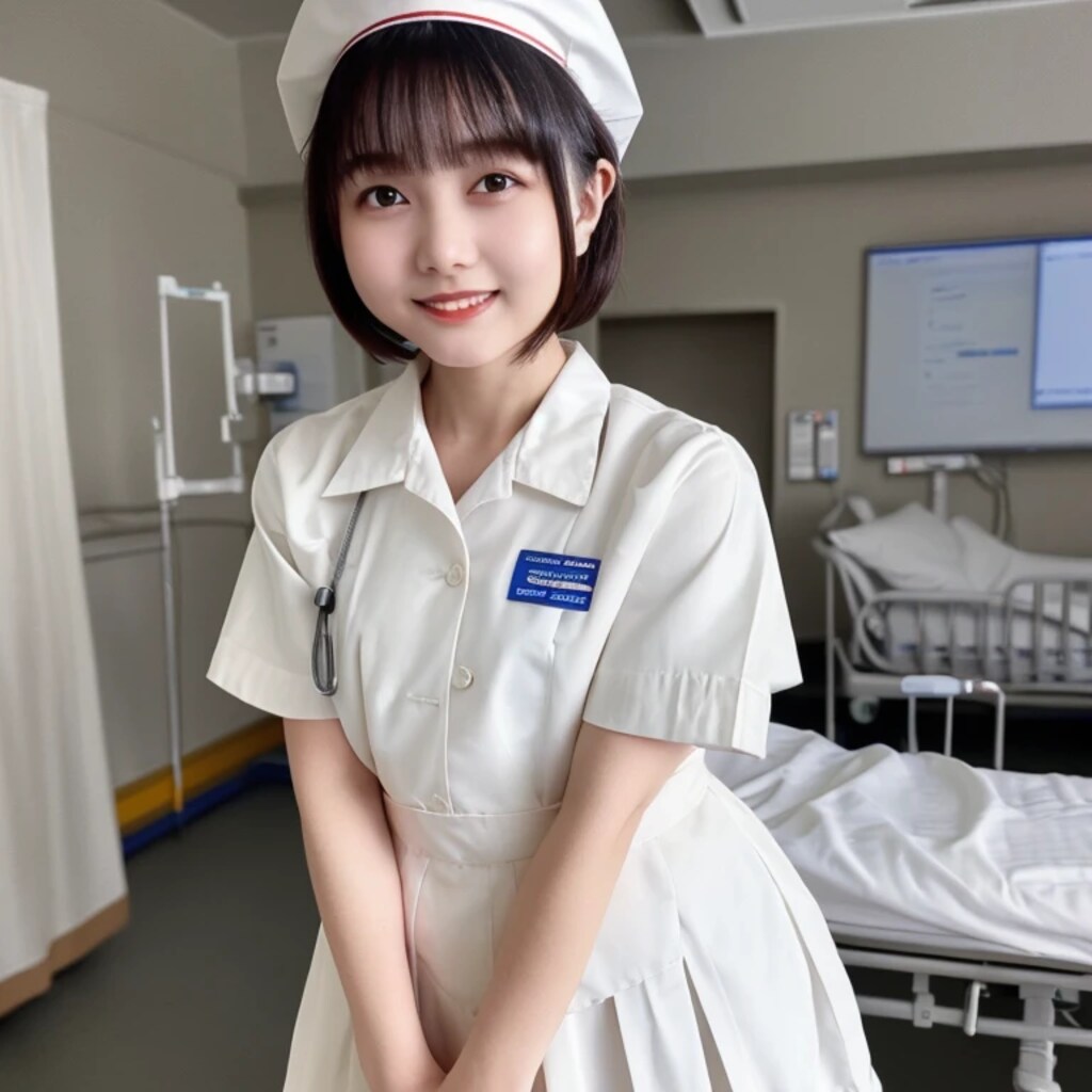 黒髪ボブで白衣の美女３１