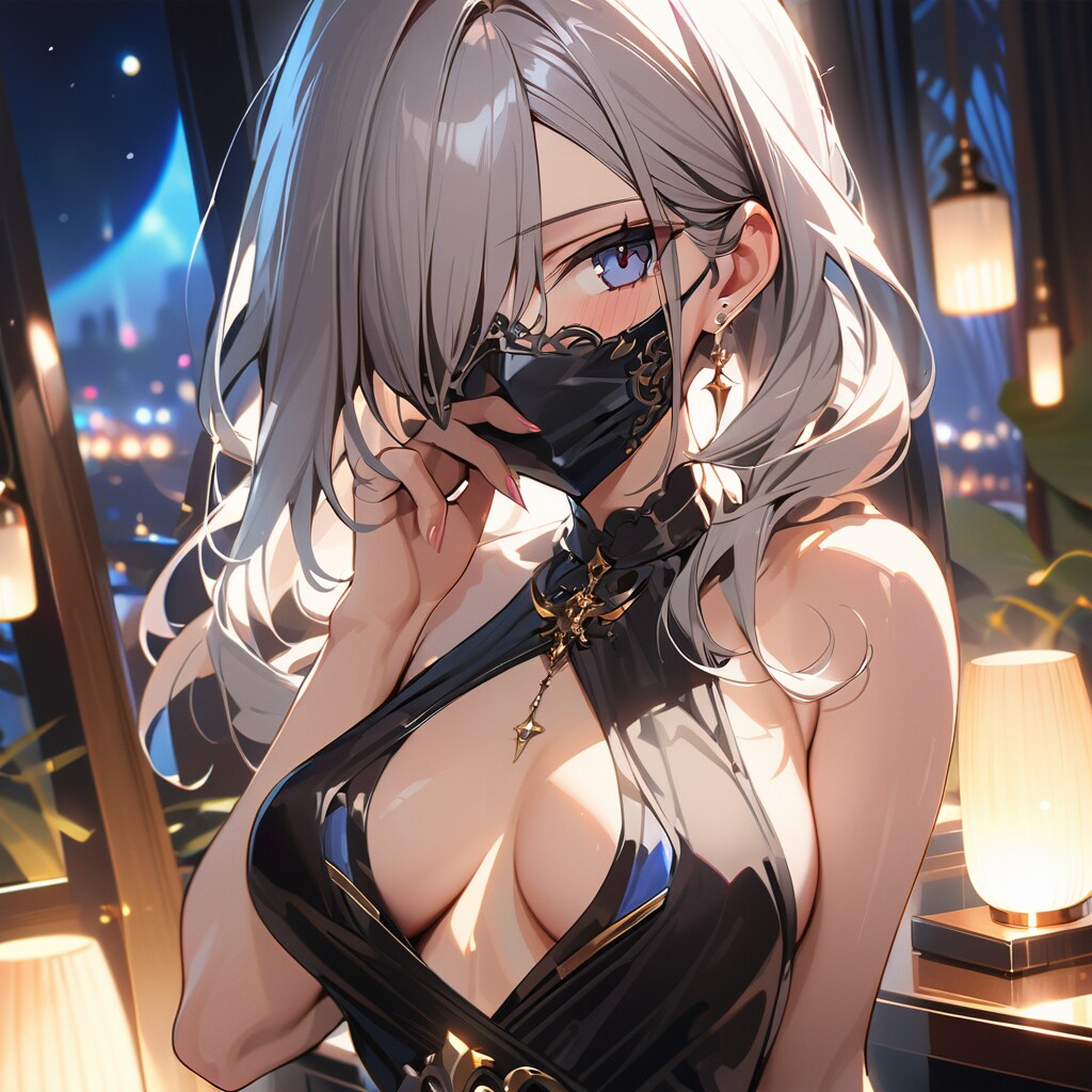 黒マスクの美女