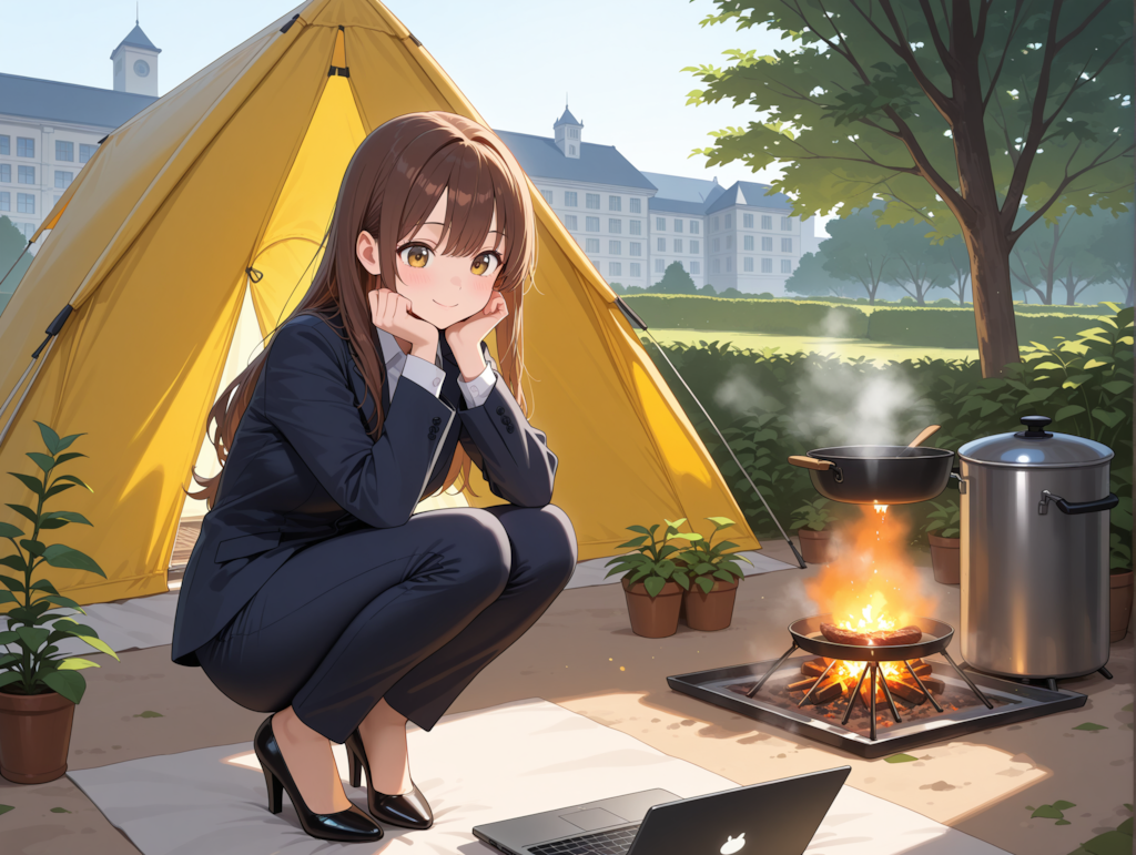 いつでも取材できるように国の中枢機関の傍へ出張中