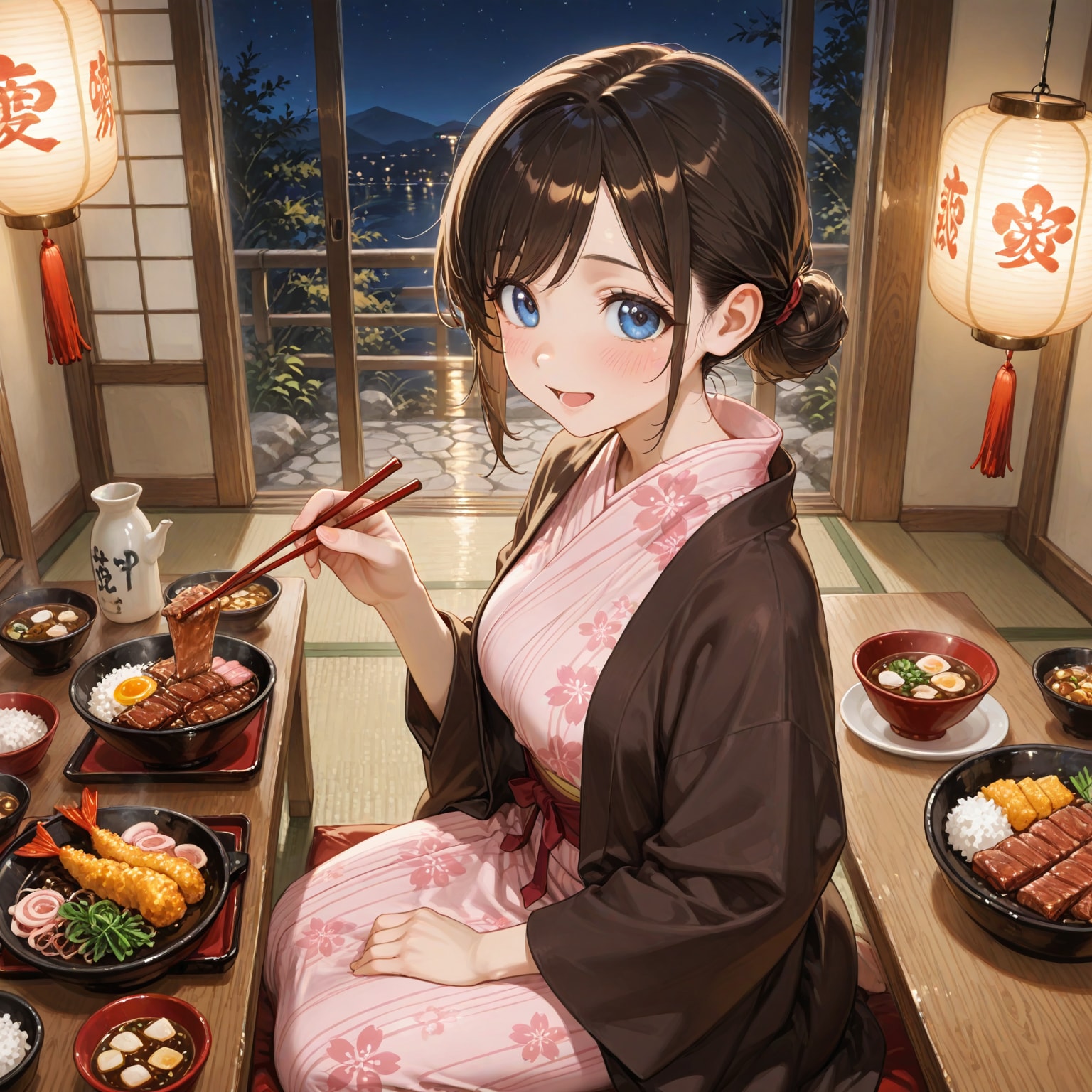 旅館で夕食 | の人気AIイラスト・グラビア