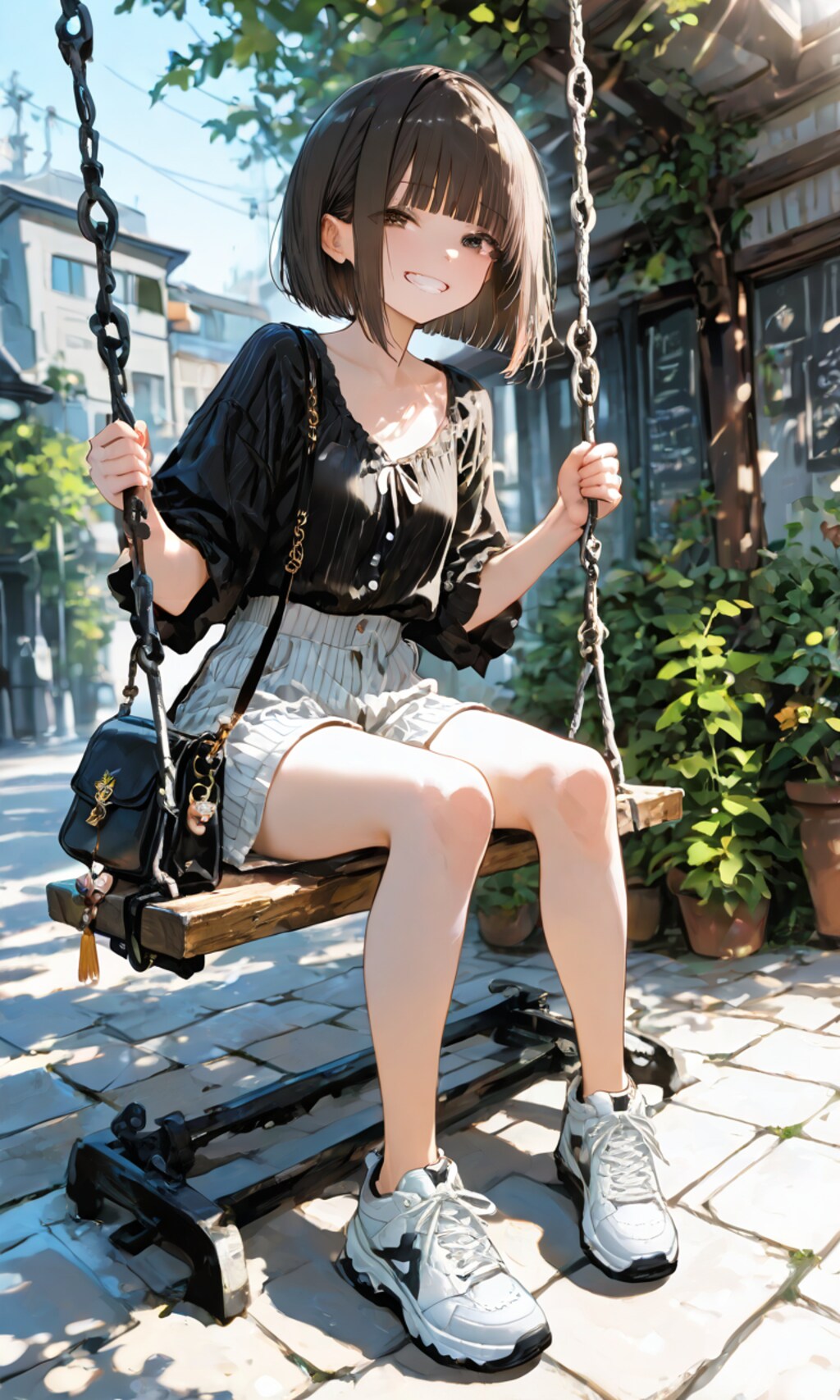 ブランコに座る子