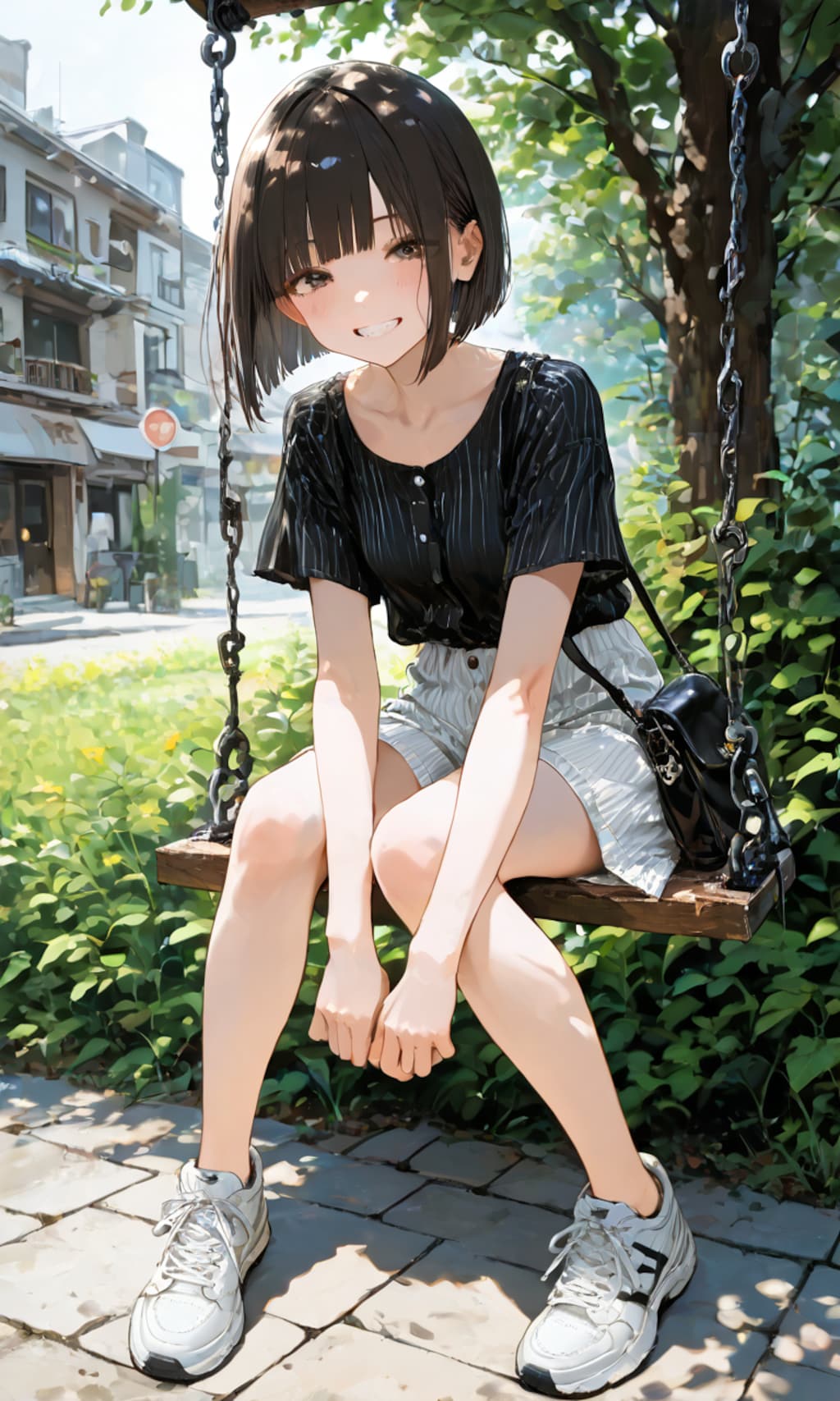 ブランコに座る子