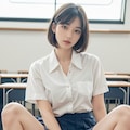 開脚パンちら女子高生 2枚目