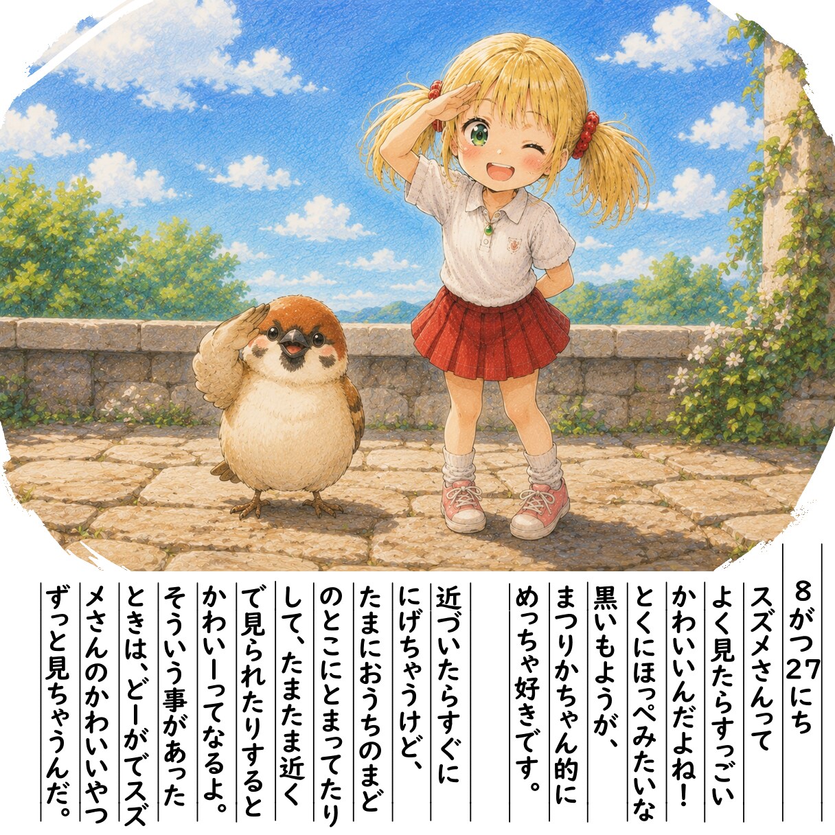 【絵日記】スズメさんはかわいい | の人気AIイラスト・グラビア